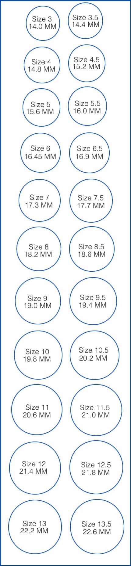 Ring Size Chart | Boston Designer Jewelry Imports, Inc.