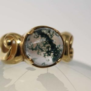 Yorgo gold moss agate ring